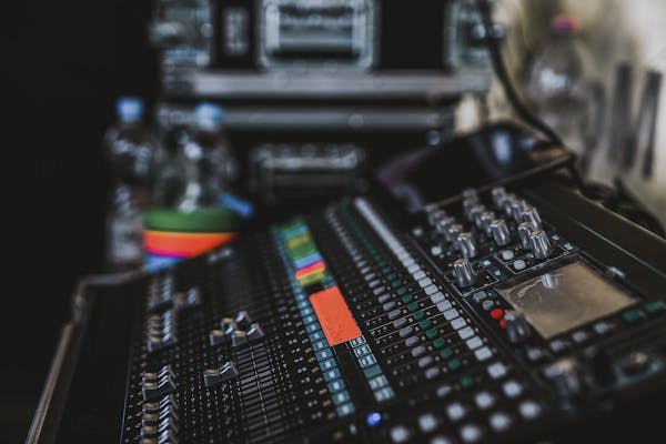 Sound mixing board with faders